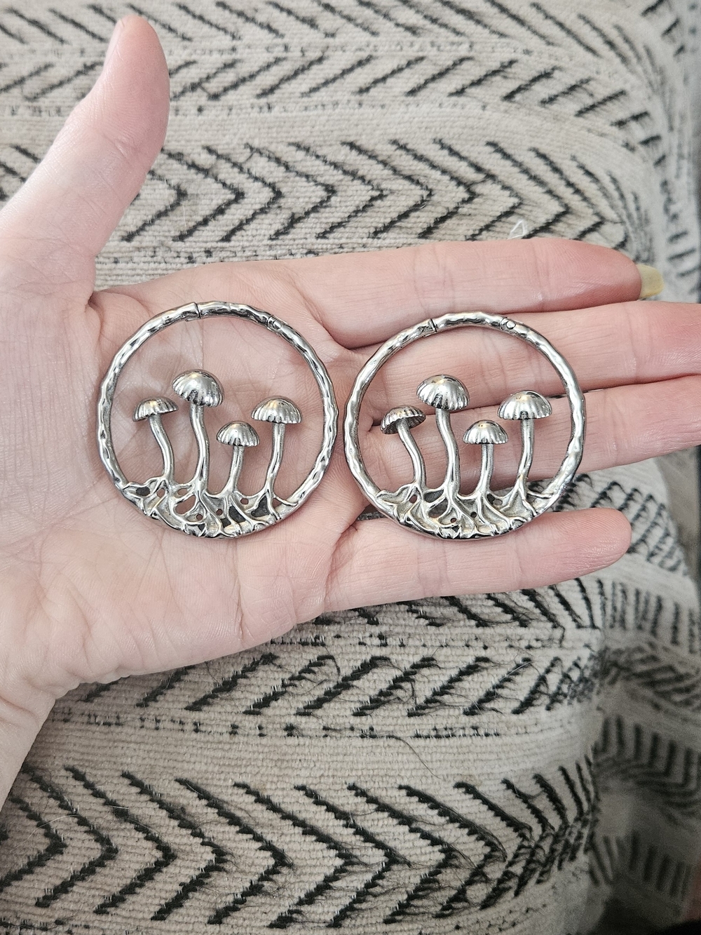 Silver Mushroom 4G Weighted Earrings
